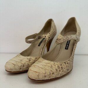 GIORGIO ARMANI Cream Snakeskin Mary Jane